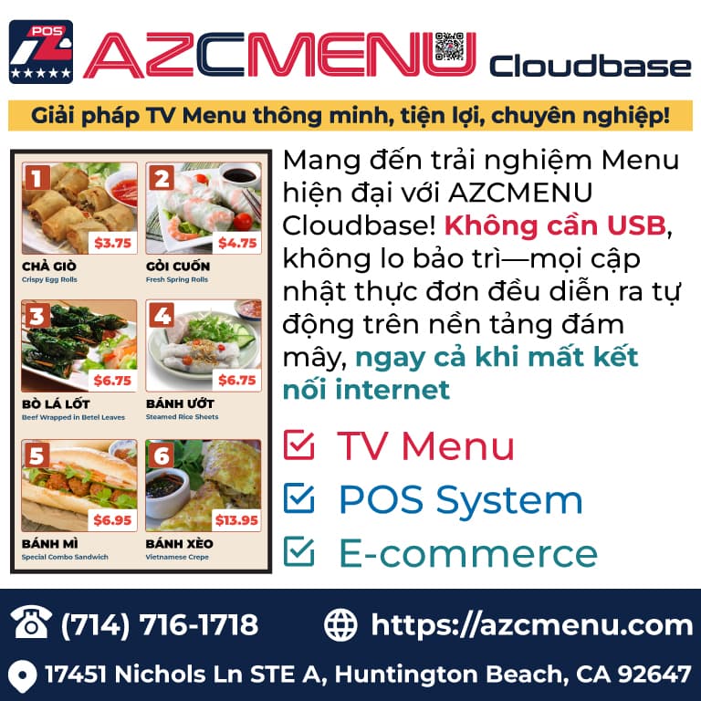 AZCMENU Cloudbase: Giải pháp TV Menu thông minh, tiện lợi, chuyên nghiệp!
